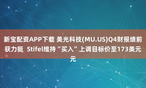 新宝配资APP下载 美光科技(MU.US)Q4财报绩前获力挺  Stifel维持“买入”上调目标价至173美元