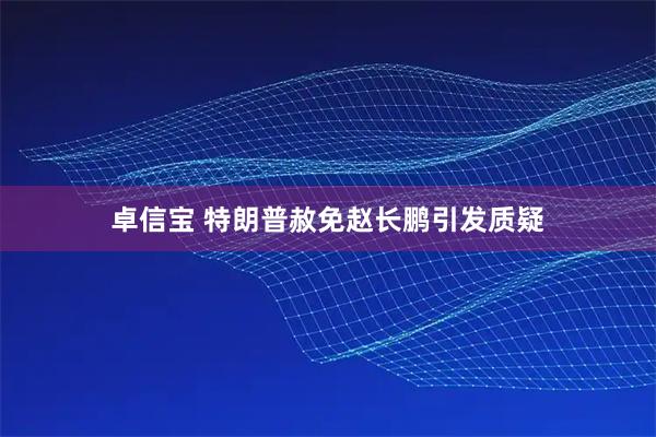 卓信宝 特朗普赦免赵长鹏引发质疑